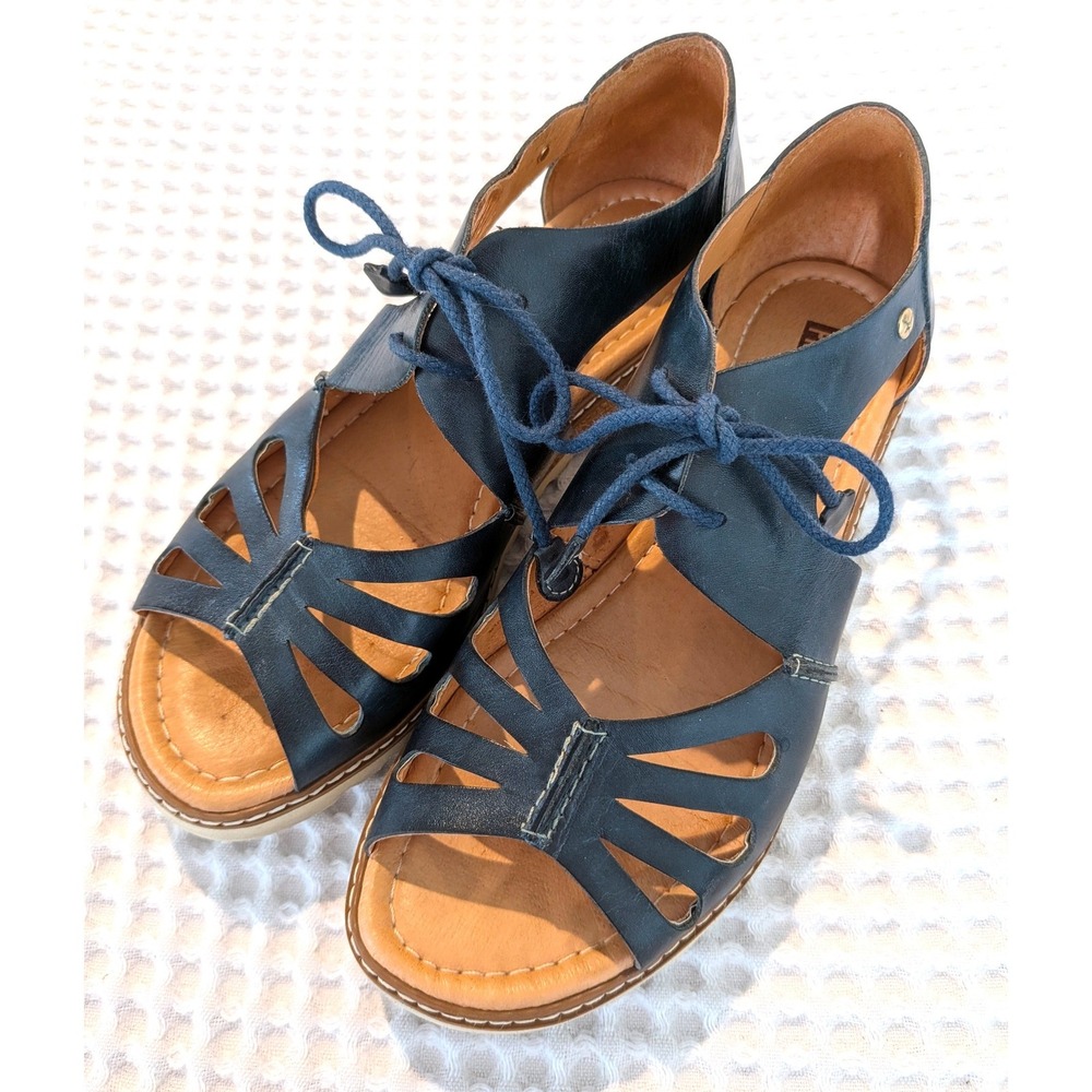 Pikolinos Alcudia Blue Leather Sandals Lace Up Comfort Spain EU 38